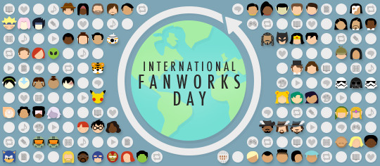 Fejring af International Fanworks Day med fandom-inspirerede emojis og repræsentationer af fanværker fra hele verden
